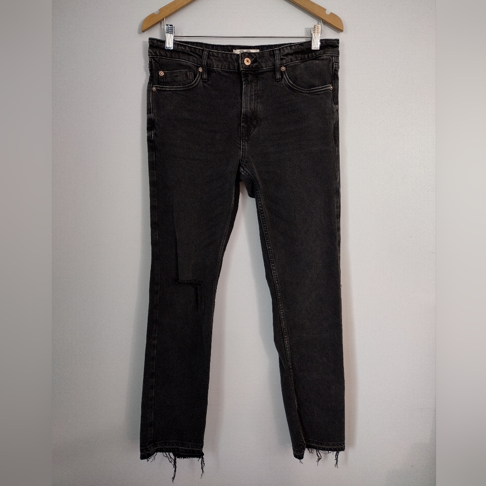 We‎ The Free Cotton Lyocell blend black denim distressed skinny jeans
